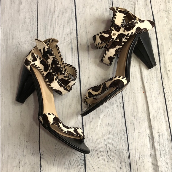 Anthropologie Shoes - Anthro All Black Calf Hair Ankle Heel Sandals